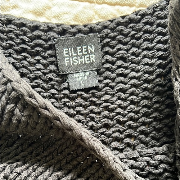 Eileen Fisher chunky cotton knit black sweater tank - Picture 2 of 4